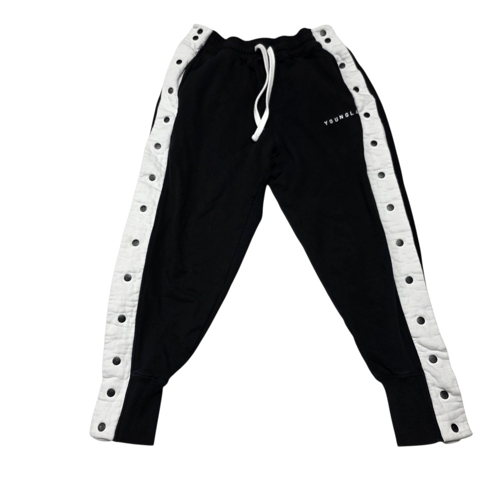 YoungLA Joggers Mens Large Black Snap Button Tearaway Track Pants 235 YLA2048